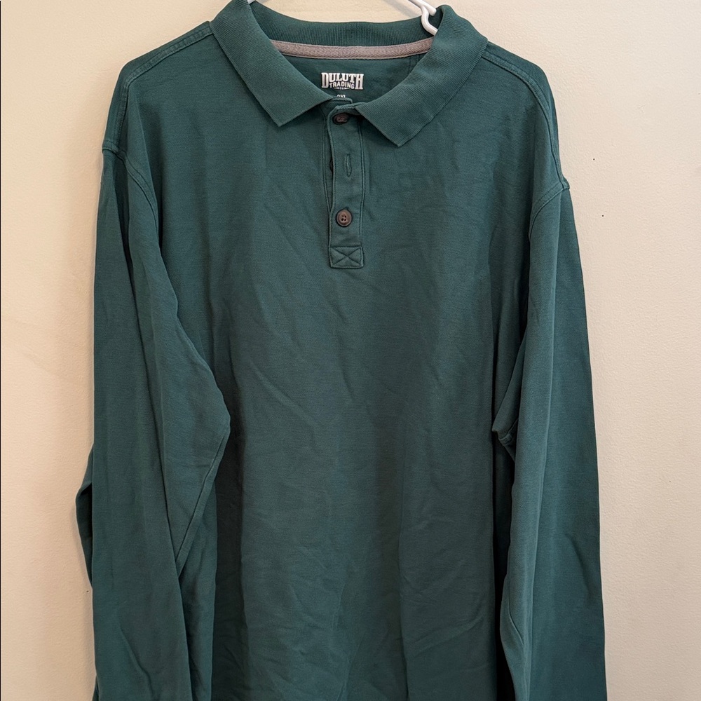 Duluth Trading Co Men's Teal Long Sleeve Polo